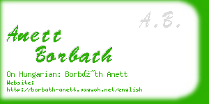 anett borbath business card